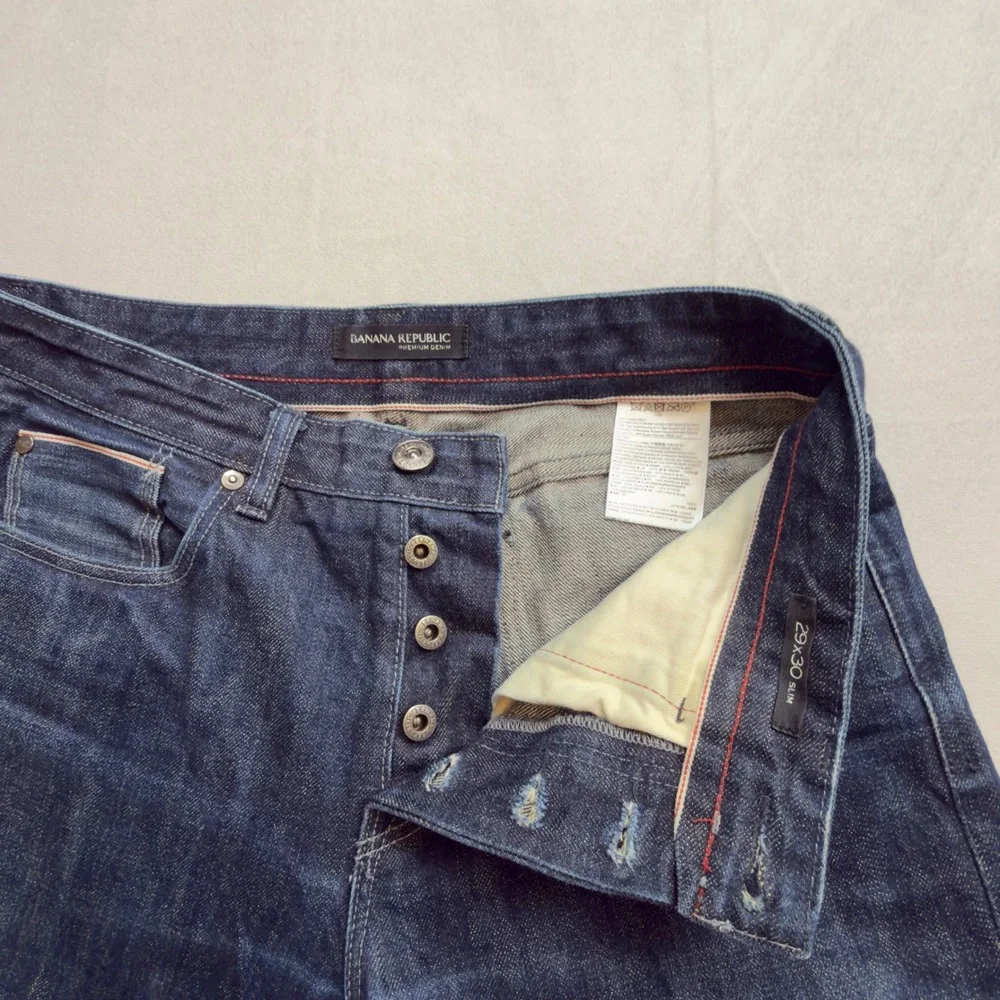 Banana Republic Premium Denim Selvedge Mens Slim Fit‎ Dark Wash Jeans 29x30 FLAW